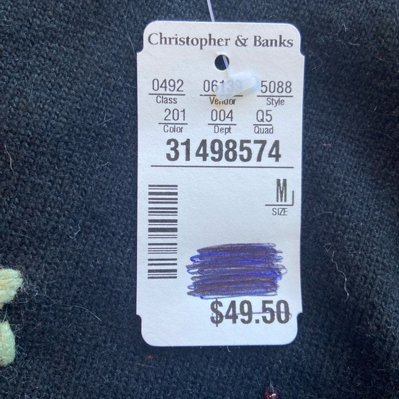 NWT Christopher Banks Angora Silk Sweater Hand Embroidered Feminine Dainty Sz M - Picture 6 of 11